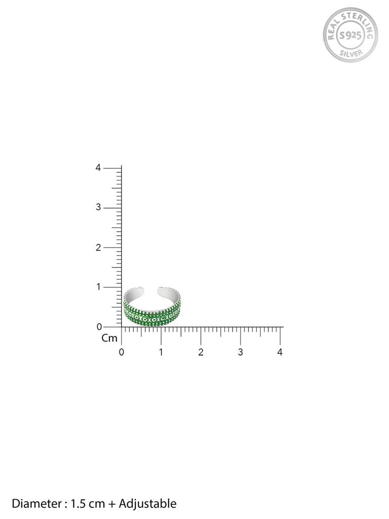 GIVA 925 Sterling Silver Oxidised Silver Green Glory Toe Rings