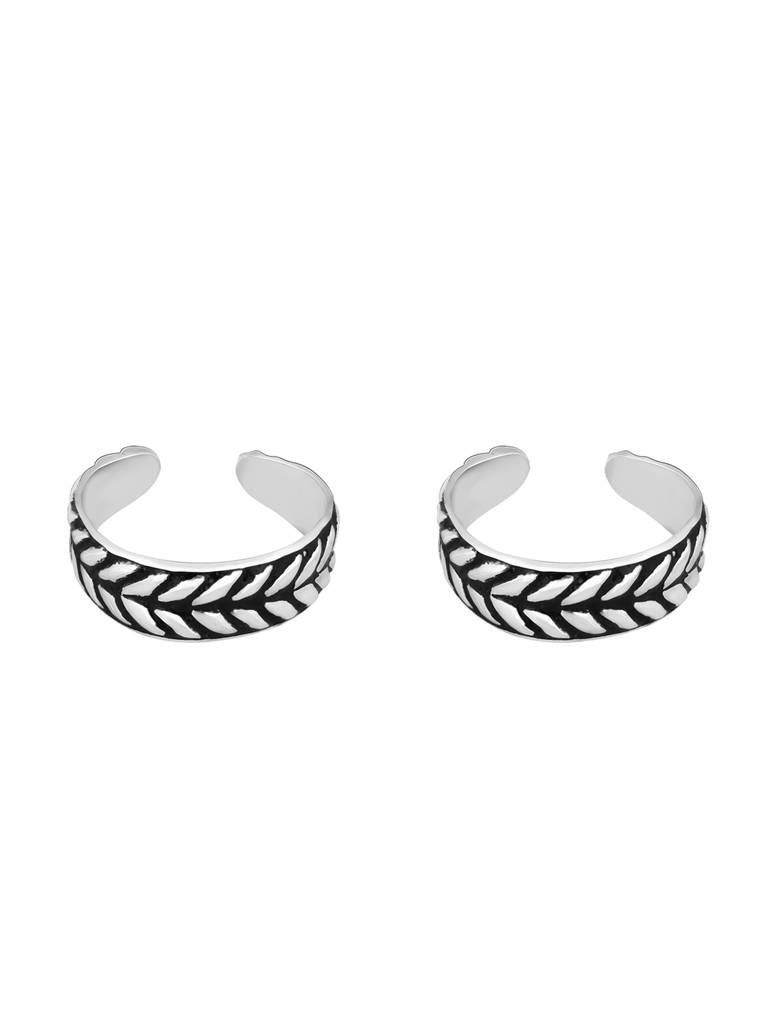 GIVA 925 Sterling Silver Oxidised Silver Leafy Toe Ring
