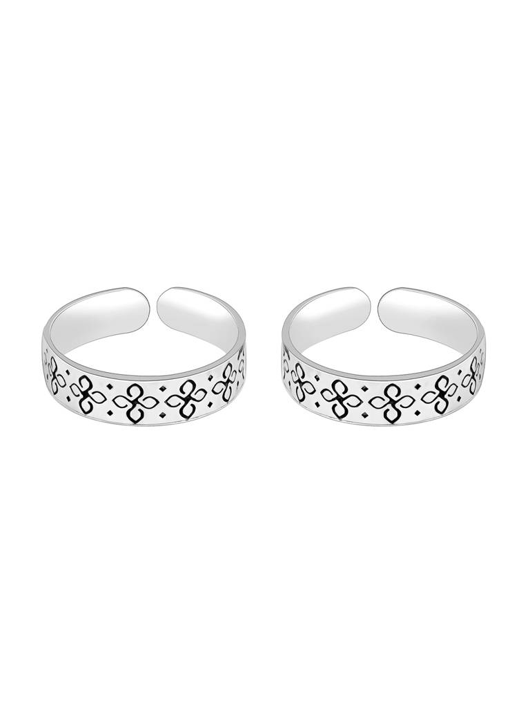 Giva 925 Sterling Silver Floral Fancy Toe Rings