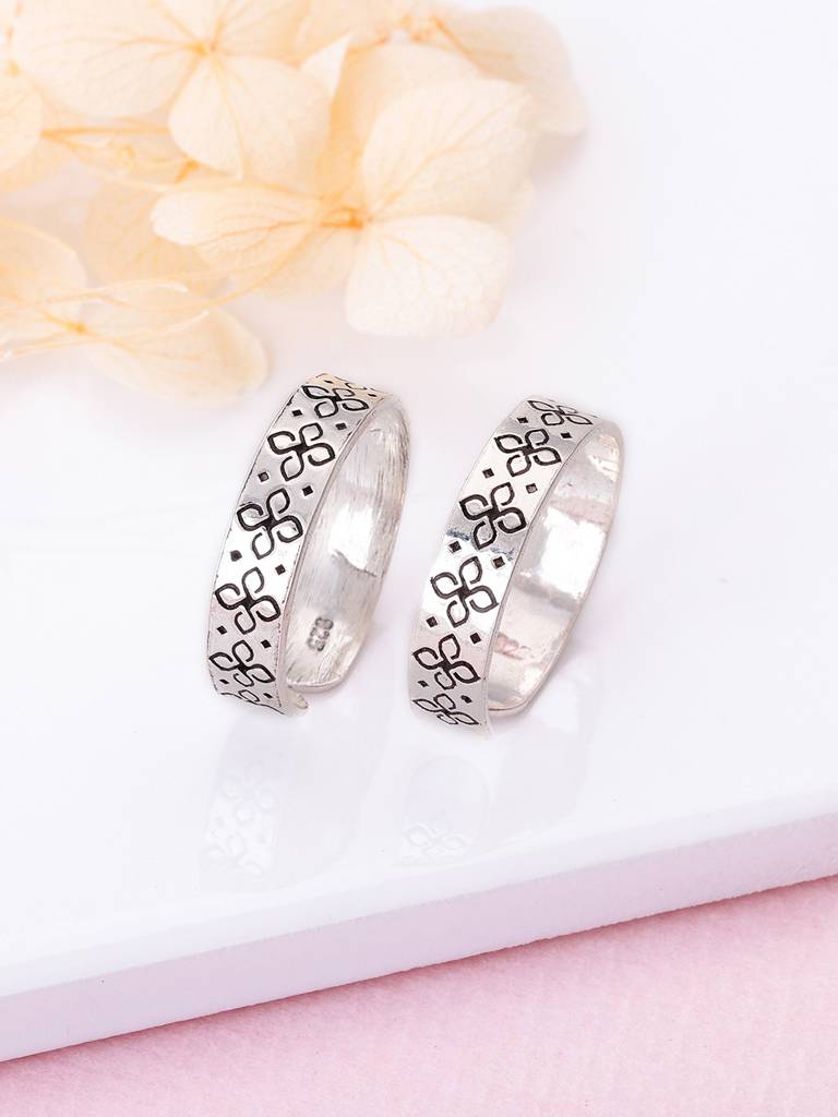 Giva 925 Sterling Silver Floral Fancy Toe Rings