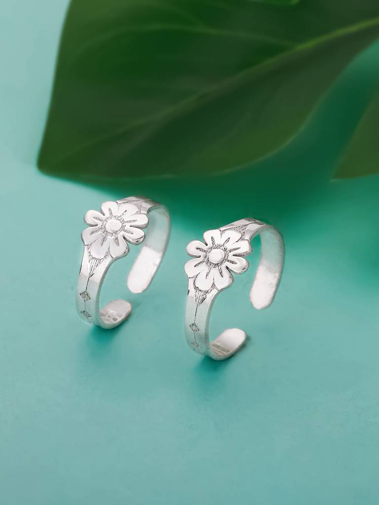 Giva 925 Sterling Silver Floral Bliss Toe Rings