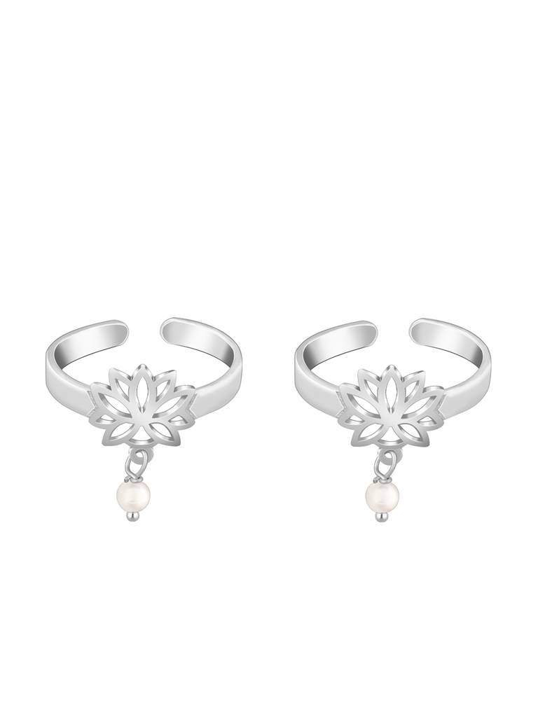 Giva 925 Sterling Silver Gleaming Lotus Petal Toe Rings