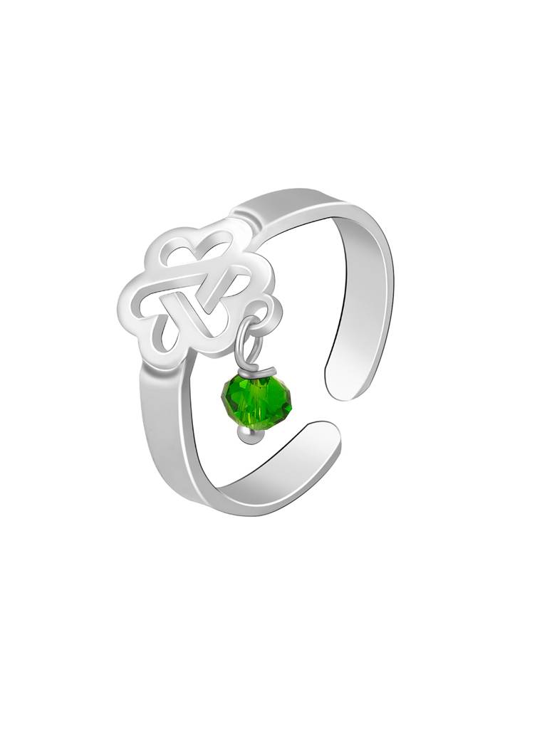 Giva 925 Sterling Silver Leafy Green Bead Toe Rings