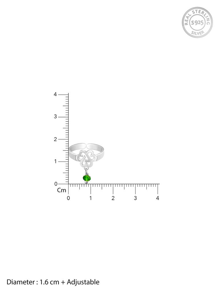 Giva 925 Sterling Silver Leafy Green Bead Toe Rings