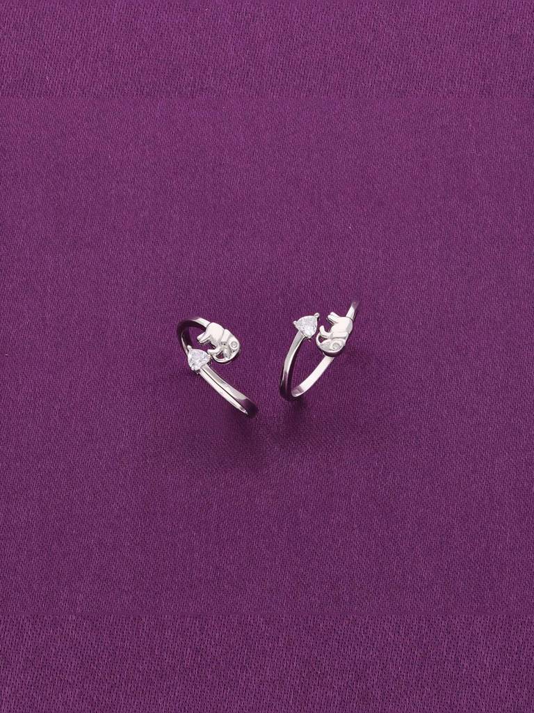 Sterling Silver Elephant Solitaire Toe Ring : TR100-S-NA