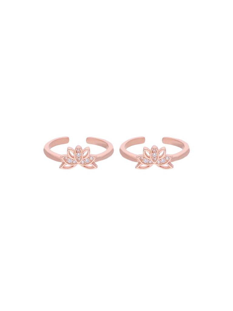 Sterling Silver Rose Gold Chic Floral Toe Ring : TR101-RG-NA