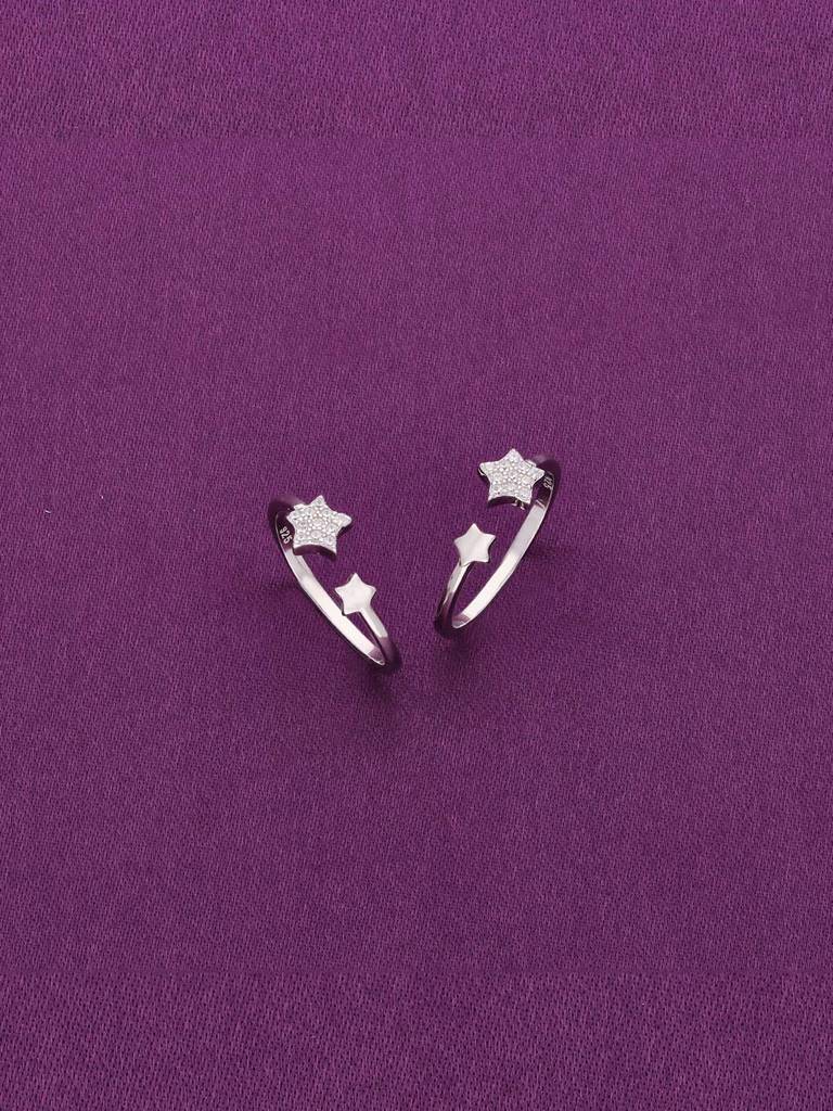 Sterling Silver Zircon Studded Star Toe Ring : TR105-S-NA