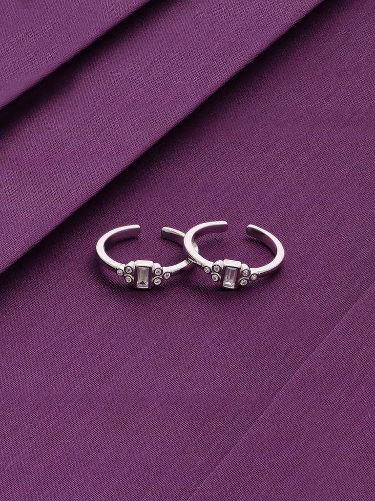 Sterling Silver Baguette Toe Ring : TR106-S-NA