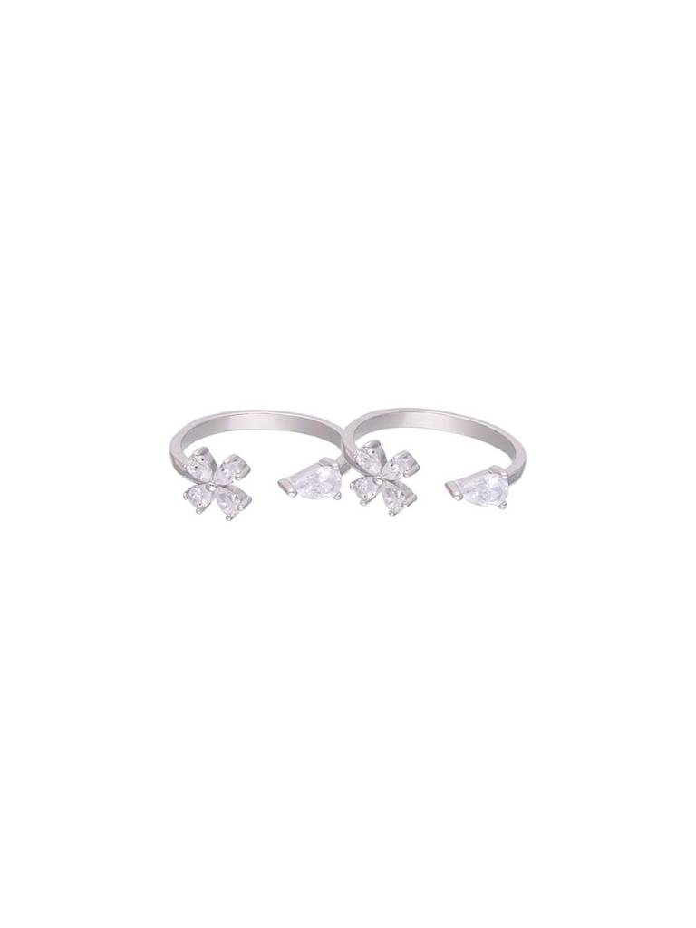 Sterling Silver Floral Solitaire Toe Ring : TR107-S-NA
