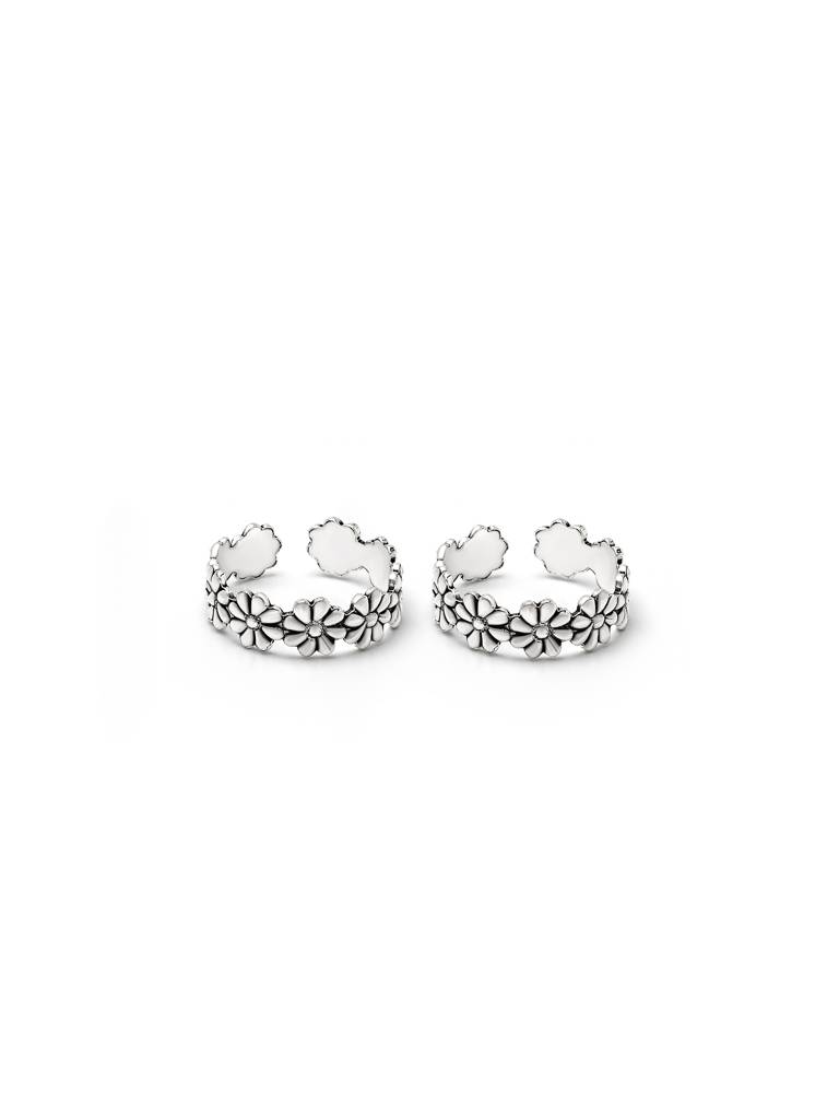 Silver Oxi Flower Toe Rings : TR14