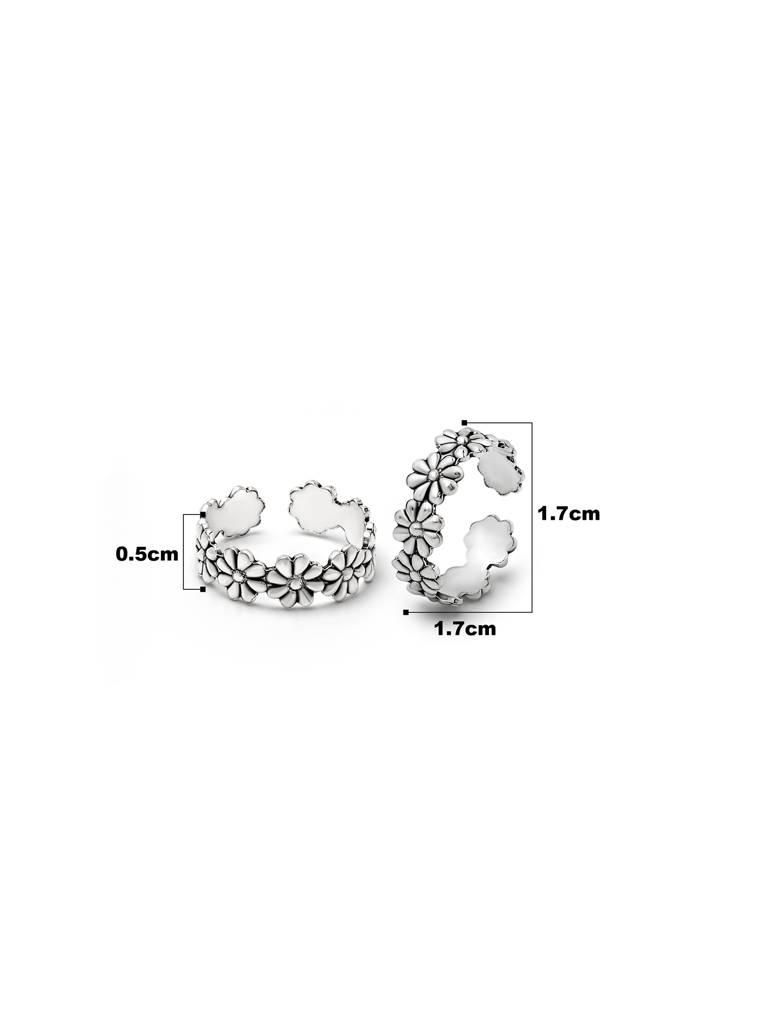 Silver Oxi Flower Toe Rings : TR14