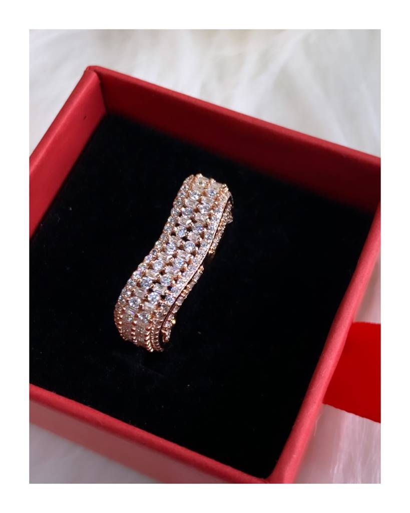 Rose Gold Finish Diamond Studded Eleza Cocktail Ring : TR31042