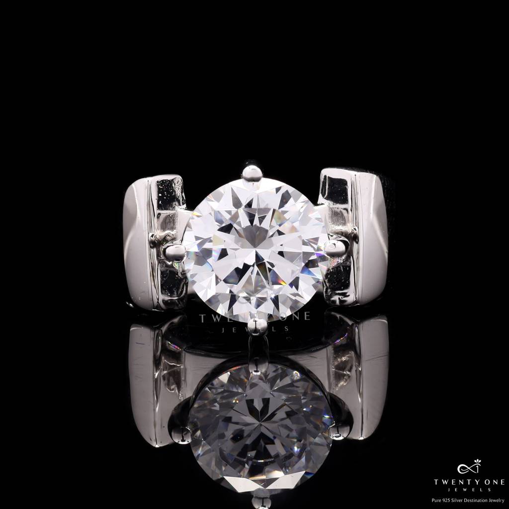 3 Carat Round Cut Solitaire Zahara Enagagement Ring On Pure 925 Silver : TR31062