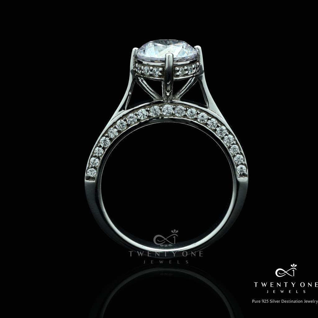 2 Carat Round Cut Solitaire Royal Clara Wedding Ring On Pure 925 Silver : TR31095