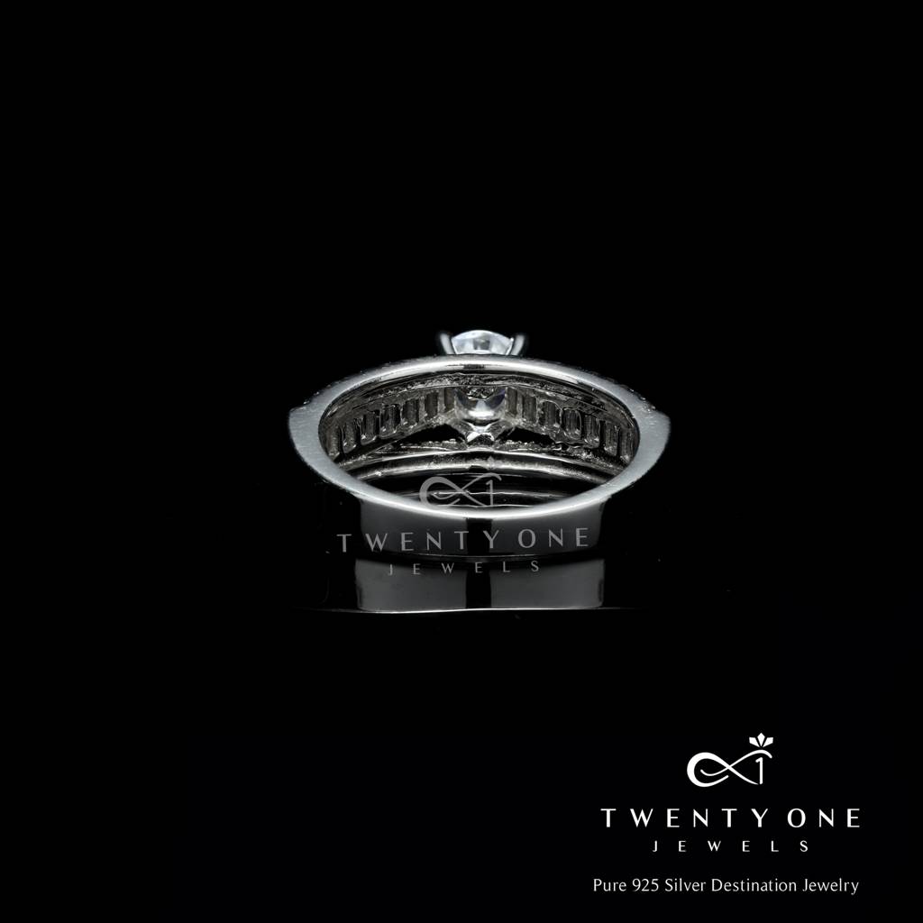 Queens Triband 1 Carat Solitaire Wedding Ring On Pure 925 Silver : TR31131