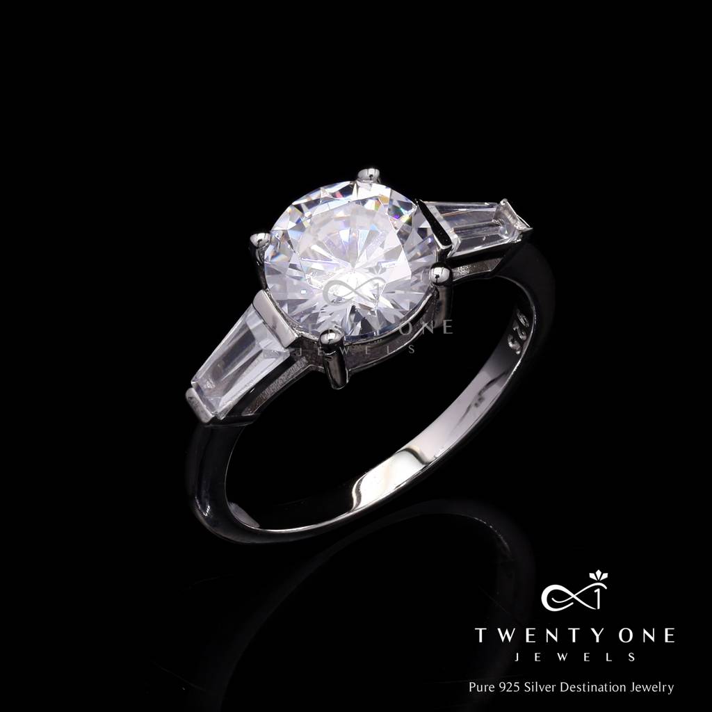 1.5 Carat Round Cut Solitaire Vallery Ring On Pure 925 Silver : TR31221