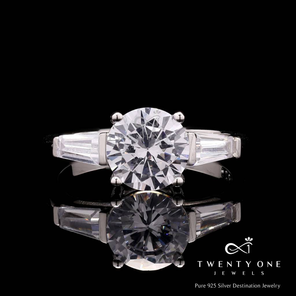 1.5 Carat Round Cut Solitaire Vallery Ring On Pure 925 Silver : TR31221