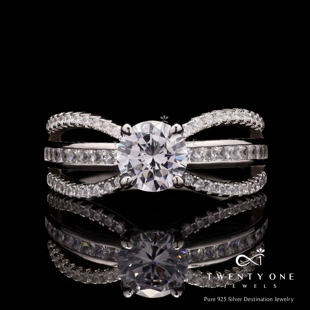 Tri Band 1 Carat Solitaire Reby Ring On Pure 925 Silver : TR31291