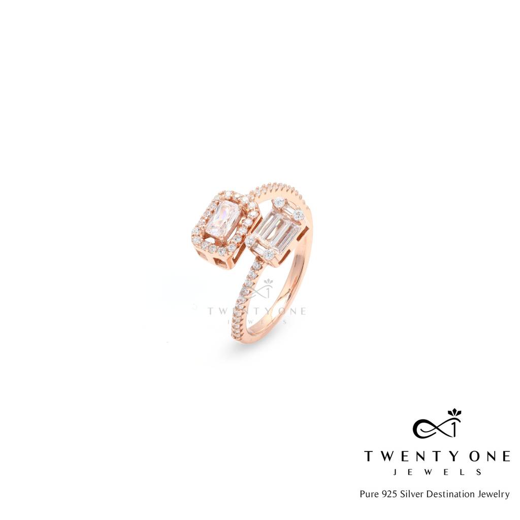 Double Solitaire Rose Gold Kylie Ring On Pure 925 Silver : TR31333