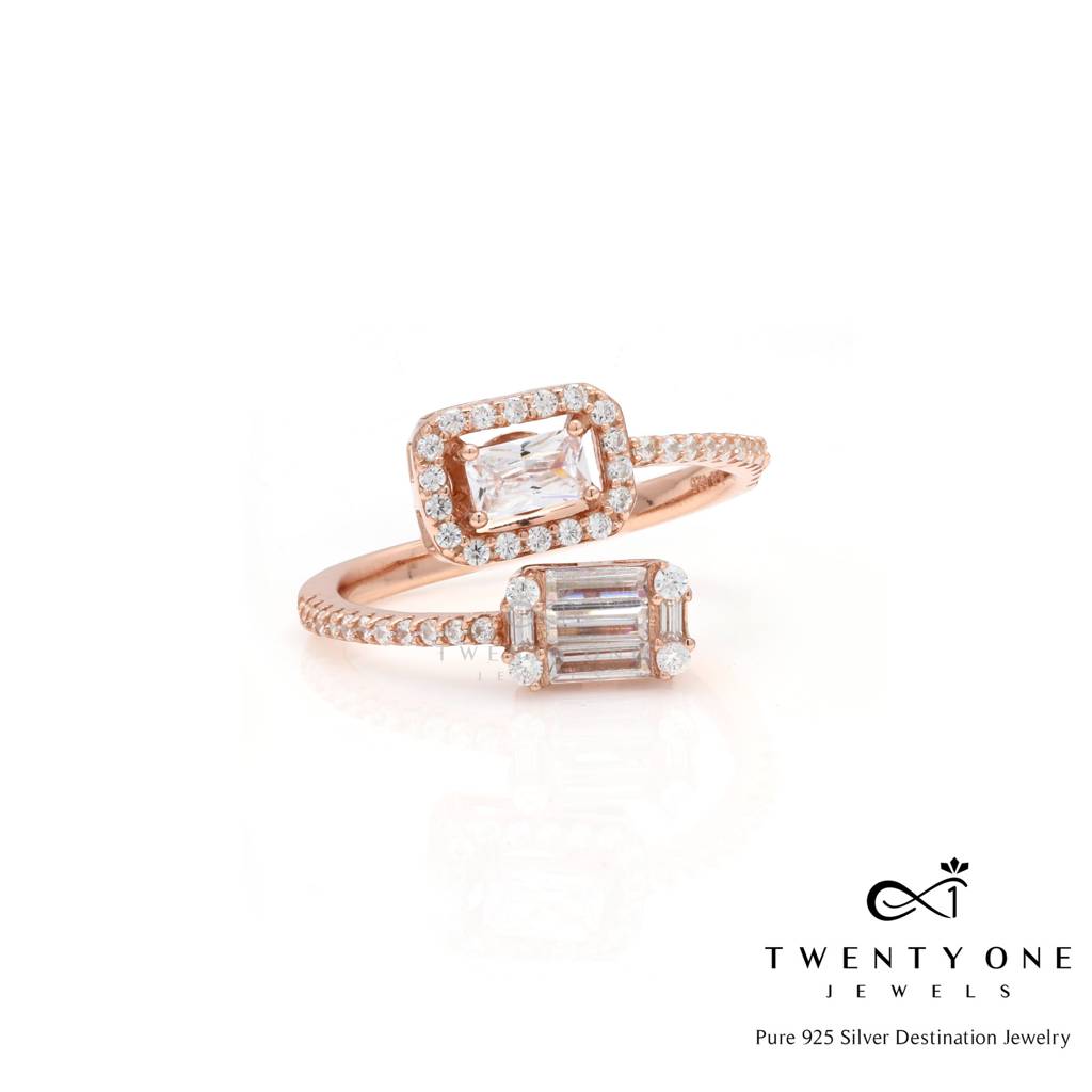 Double Solitaire Rose Gold Kylie Ring On Pure 925 Silver : TR31333