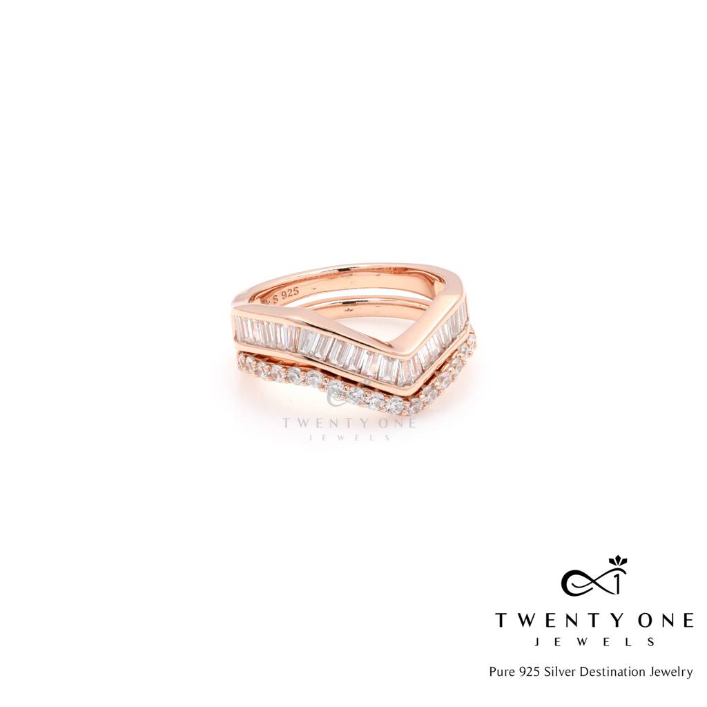 Stackable Rose Gold Two Ring Bella Set : TR31371