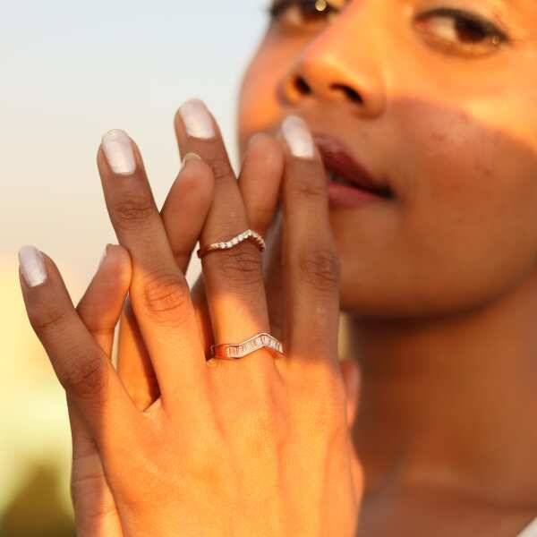 Stackable Rose Gold Two Ring Bella Set : TR31371