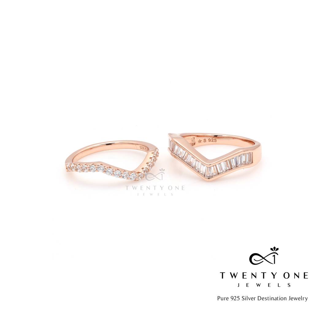 Stackable Rose Gold Two Ring Bella Set : TR31371