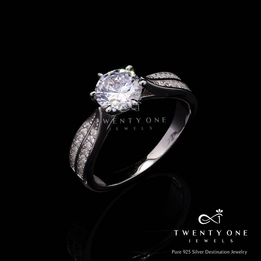 1.5 Carat American Diamond Solitaire 2 Line Norita  Ring : TR31391
