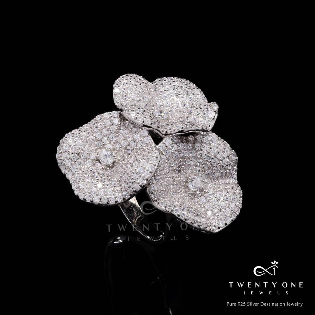 The Tri Floral Sandra Ring On 925 Silver 12 : TR31411