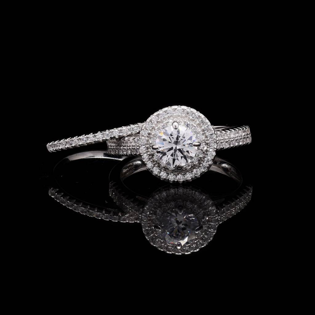 Alexa Solitaire Ring On 925 Silver With Removable Extra Diamond Studded Band 12 : TR31462