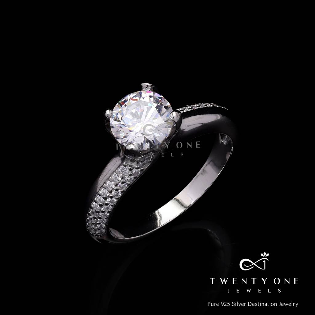 1.5 Carat Round Cut Solitaire Eden Ring On Pure 925 Silver : TR31622