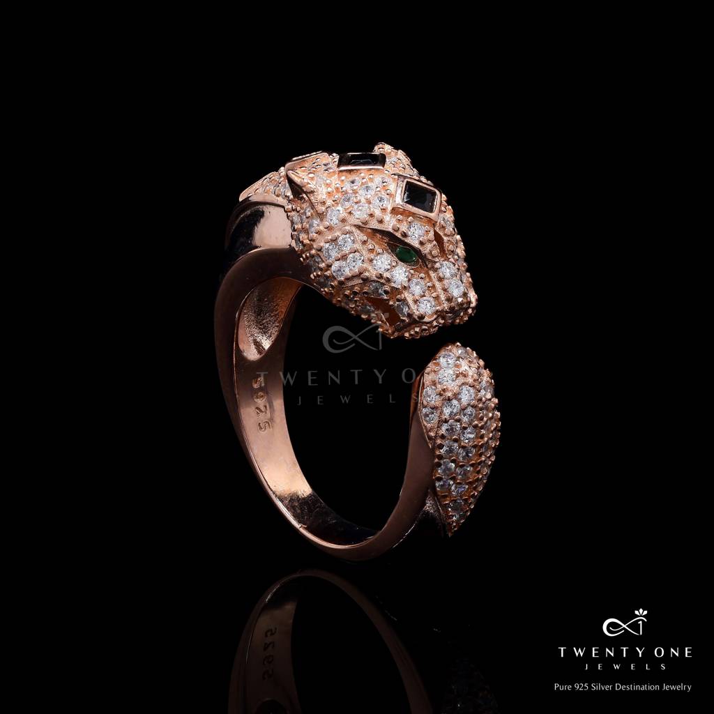 Luxury Brand Inspired Premium Micro Setting Panther Orion Ring In Rose Gold Finish On Pure 925 Silver 12 : TR3217