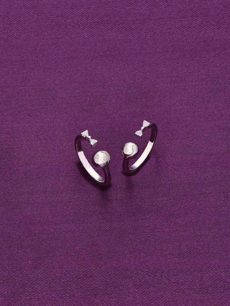 Sterling Silver Bejewelled Bow Silver Toe Ring : TR64-S-NA