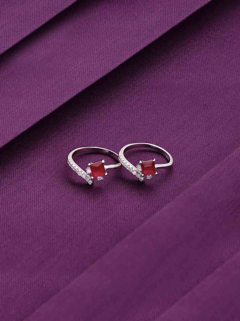 Sterling Silver Pink Trendy Silver Toe Ring : TR74-S-NA