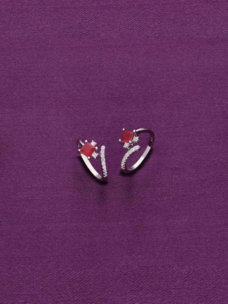 Sterling Silver Pink Trendy Silver Toe Ring : TR74-S-NA