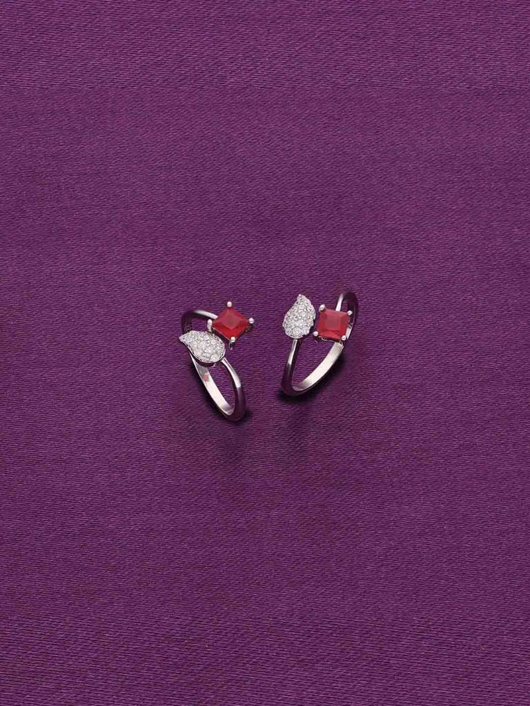 Sterling Silver Pink Leafy Silver Toe Ring : TR78-S-NA