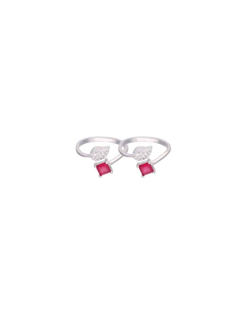 Sterling Silver Pink Leafy Silver Toe Ring : TR78-S-NA