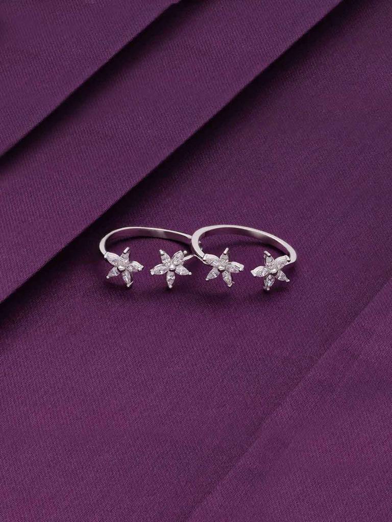 Sterling Silver Classic Flora Silver Toe Ring : TR89-S-NA