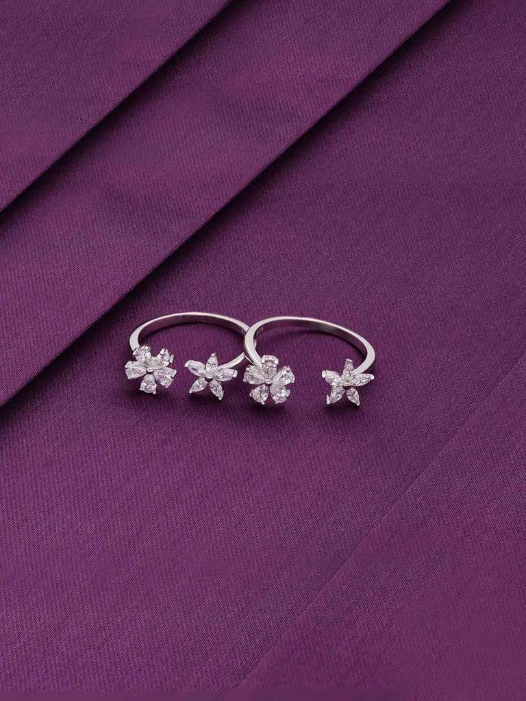 Sterling Silver Floral Love Silver Toe Ring : TR91-S-NA