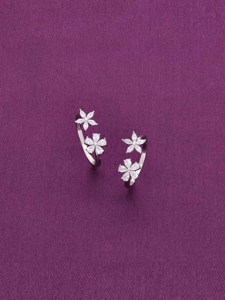 Sterling Silver Floral Love Silver Toe Ring : TR91-S-NA