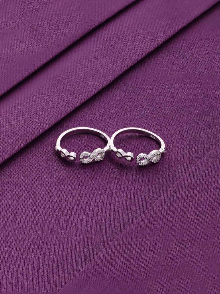Sterling Silver Minimalistic Infinity Casual Silver Toe Ring : TR92-S-NA