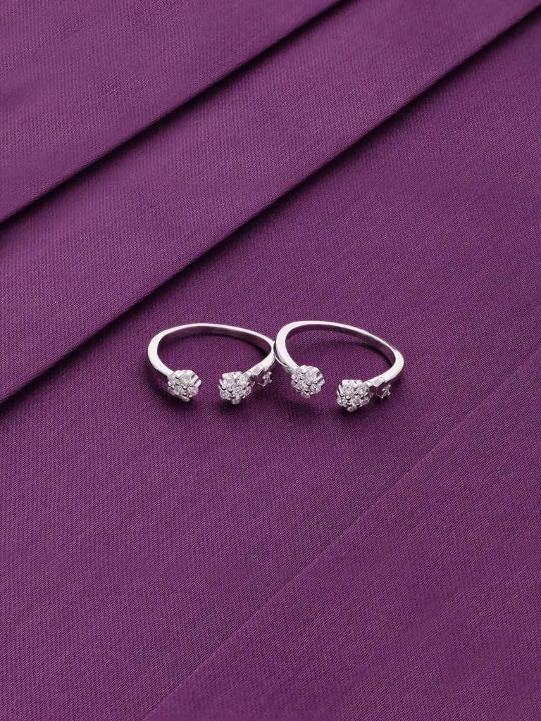Sterling Silver Floral Elegance Silver Toe Ring : TR93-S-NA