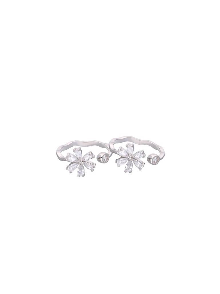 Sterling Silver Zircon Floral Silver Toe Rings : TR94-S-NA