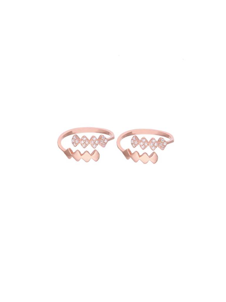 Sterling Silver Rose Gold Zig Zag Zircon Studded Toe Ring : TR98-RG-NA