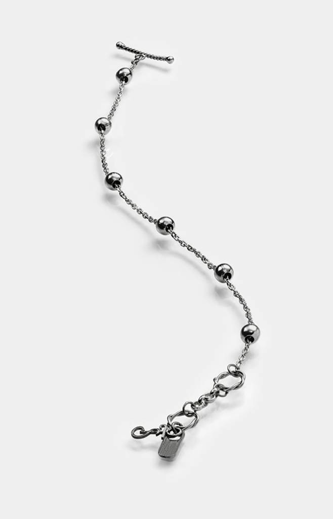 925 Pure Silver Metal Ball Chain Bracelet Rhodium Plated : TSBR-HOP-BRAC-BRS-5002