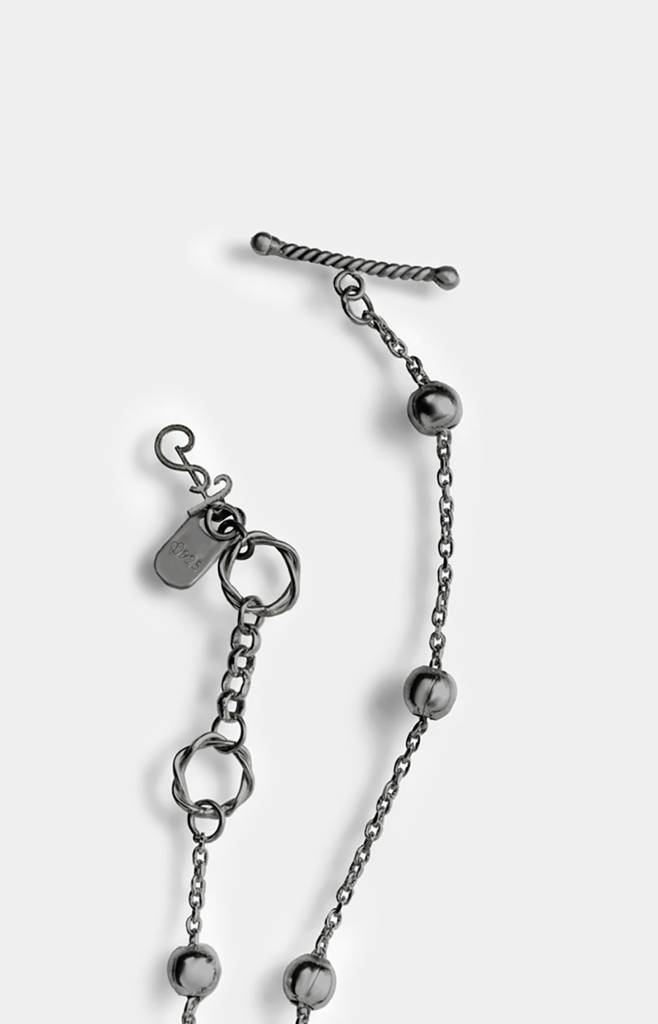 925 Pure Silver Metal Ball Chain Bracelet Rhodium Plated : TSBR-HOP-BRAC-BRS-5002