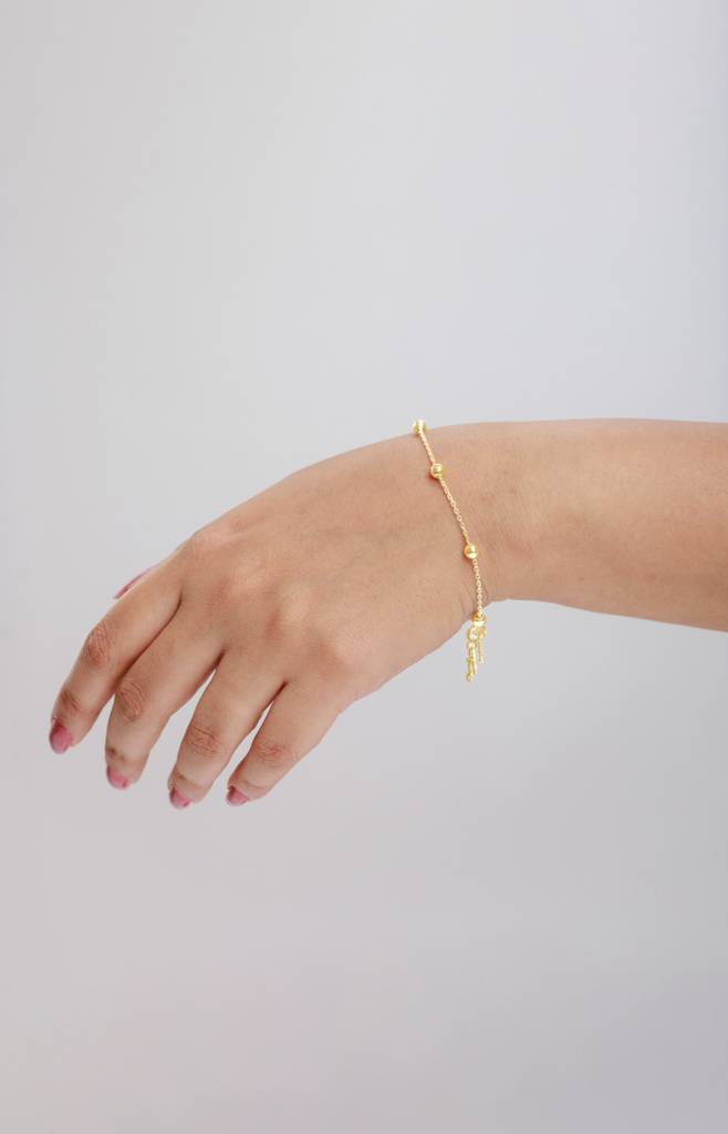925 Pure Silver Metal Ball Chain Bracelet Rhodium Plated : TSBR-HOP-BRAC-18G-5001