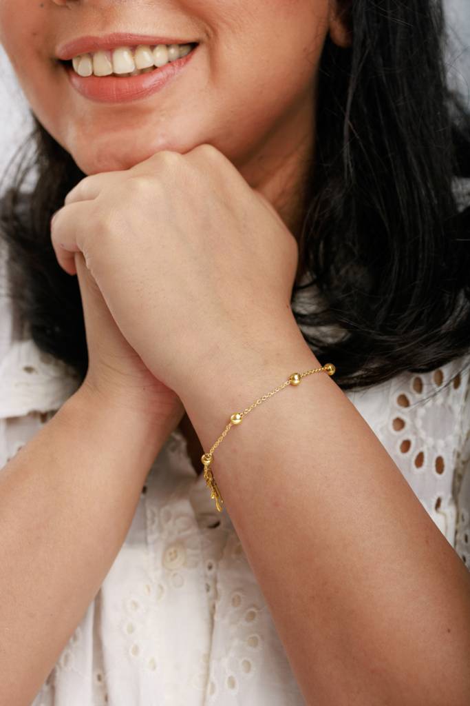 925 Pure Silver Metal Ball Chain Bracelet Rhodium Plated : TSBR-HOP-BRAC-18G-5001