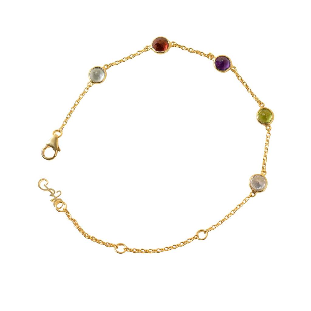 Divinity Panchratna Bracelet-Adj-22K-Gold Vermeil : TSBR-DIV-ADJ-18G-50067