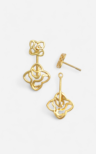 Trisu 925 Sterling Silver 18Kt Gold Vermeil Plated Stud-Dangler Earrings : TSER-RES-EAR-18G-8015